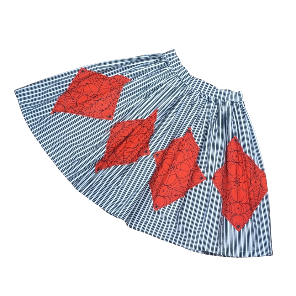 The Oblong Box Shop Circle Skirt Spiderweb Stripe Print size L